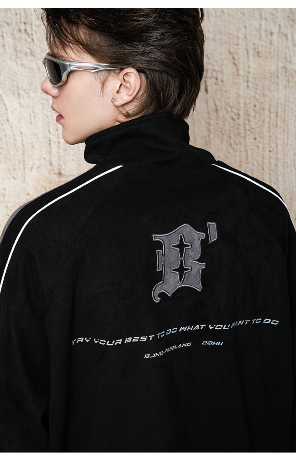 Unisex Vintage Faux Suede Bomber Jacket