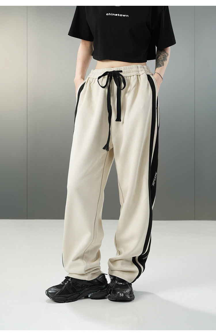 Fleece-Lined Suede Straight Leg Sweatpants