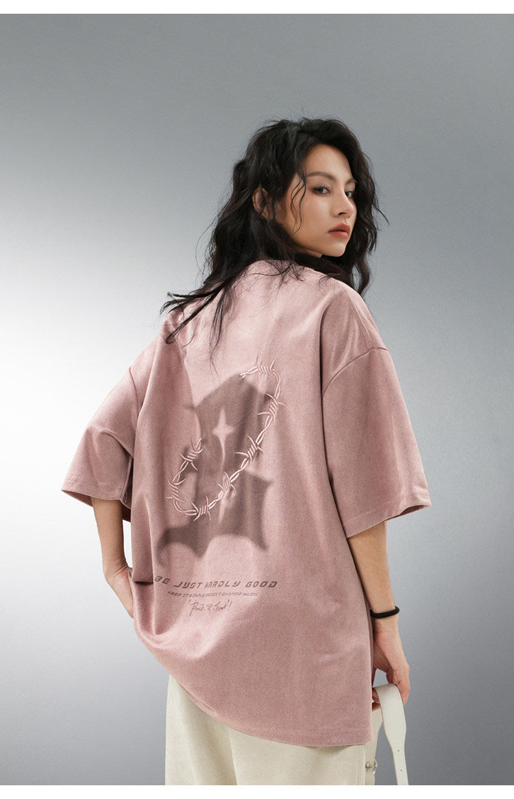 Unisex Oversized Thorns Suede T-Shirt