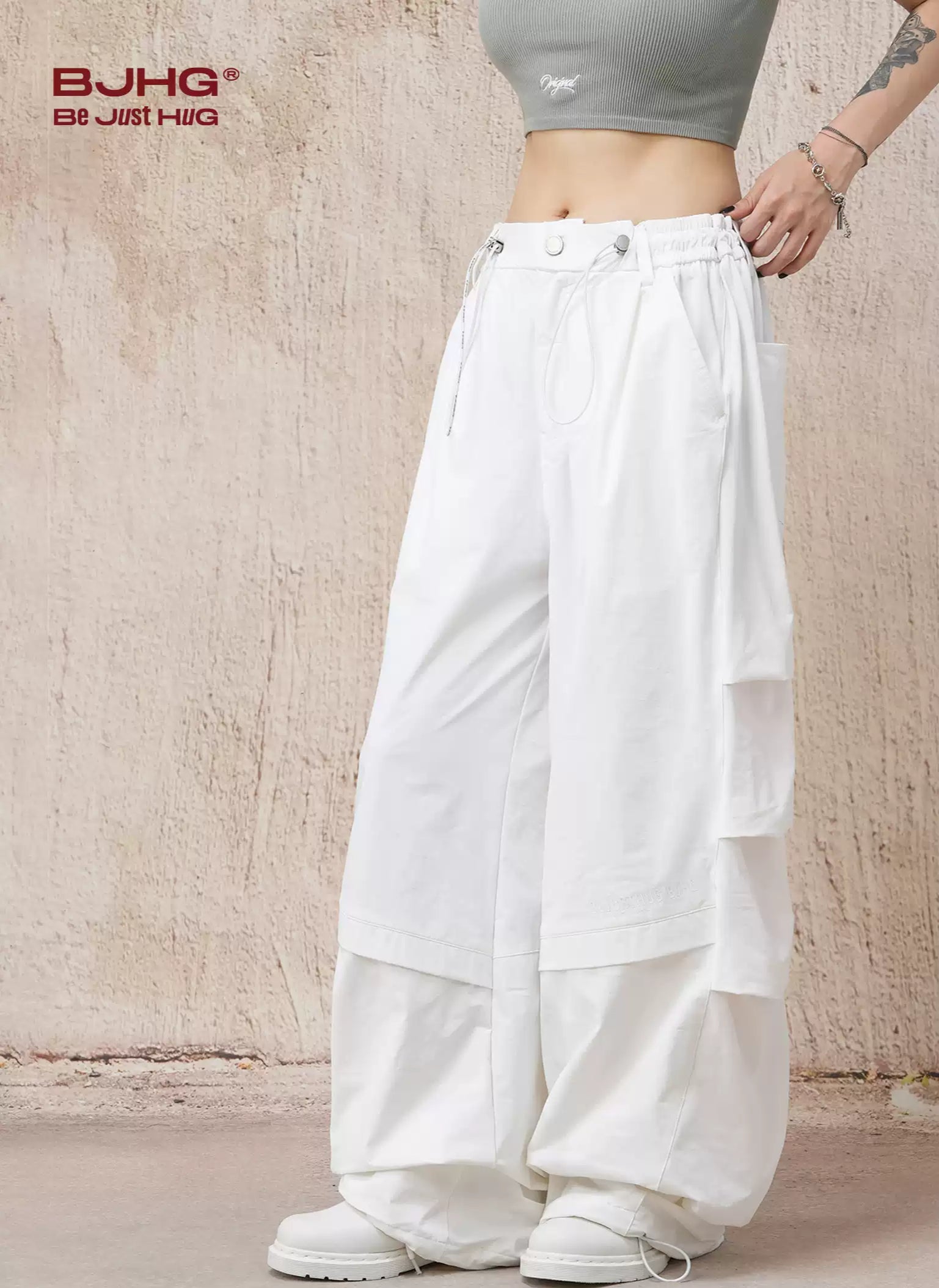 Lightweight White Utility Cargo Pants
