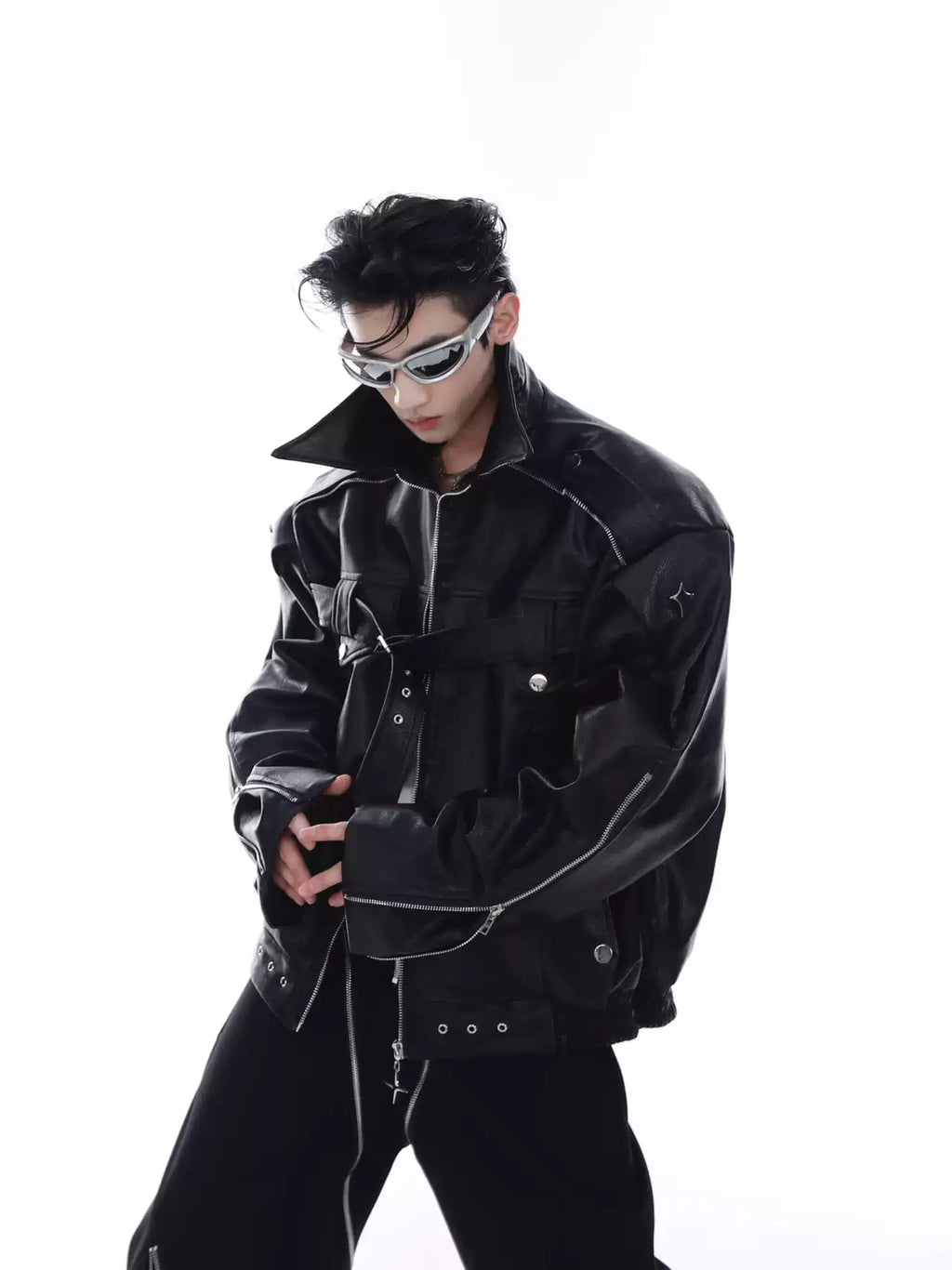 Pin-Buckle Biker Jacket