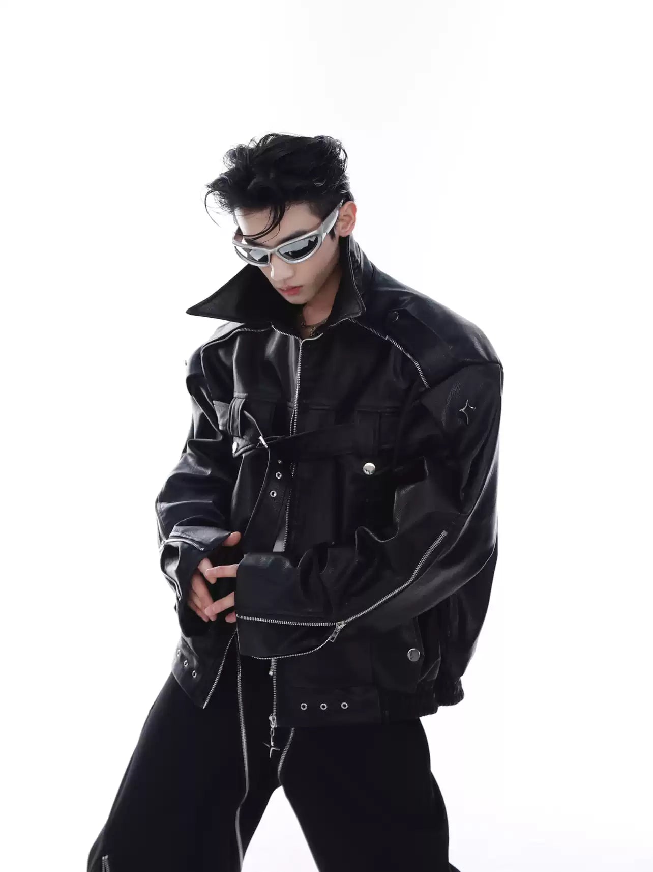 Pin-Buckle Biker Jacket