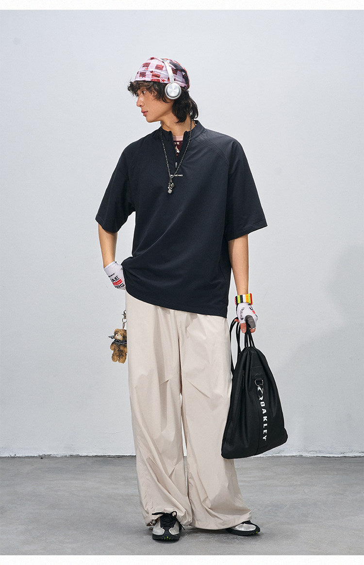 Half-Zip Stand Collar Polo T-Shirt