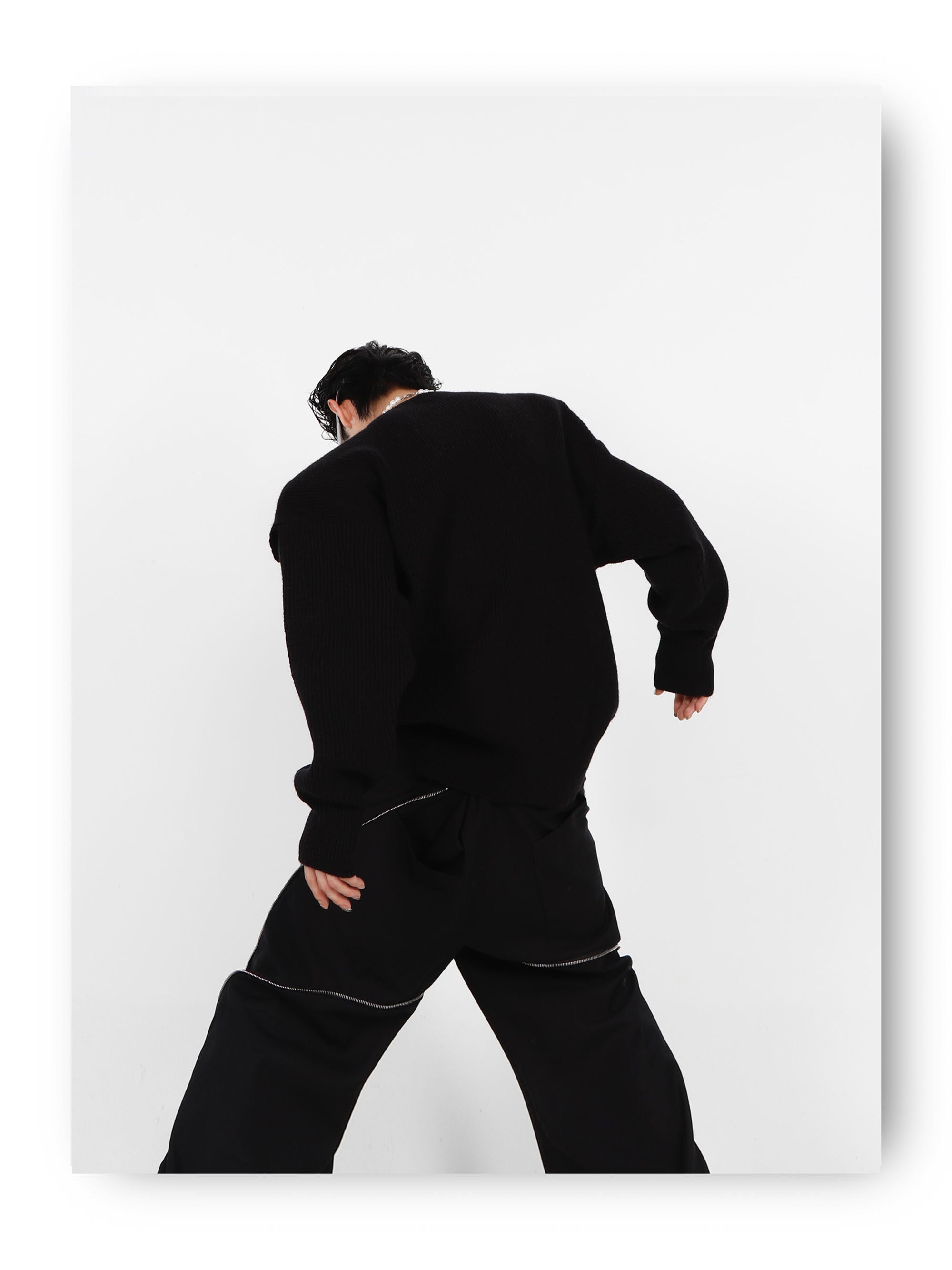 Metal Buckle Cut-Out Knit Sweater