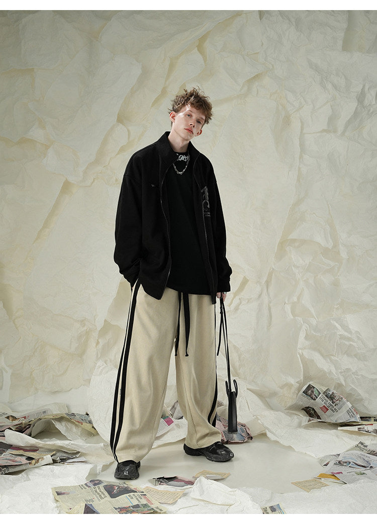 Fleece-Lined Suede Straight Leg Sweatpants