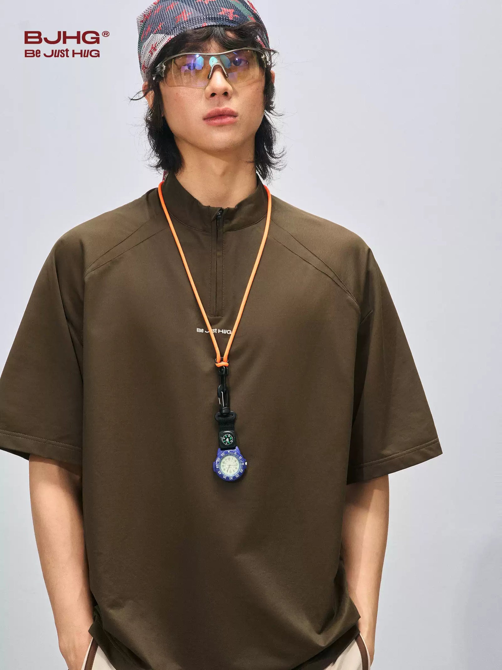 Half-Zip Stand Collar Polo T-Shirt