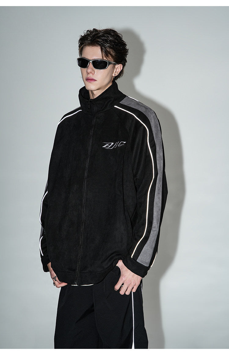 Unisex Vintage Faux Suede Bomber Jacket