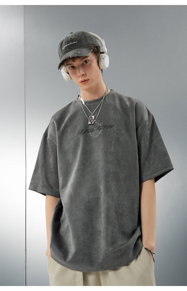 Unisex Oversized Thorns Suede T-Shirt