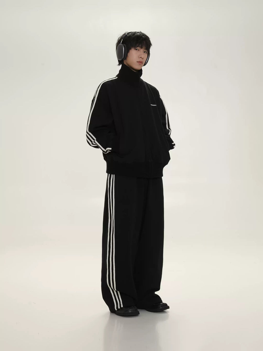 Unisex Retro Stand Collar Zip Track Jacket