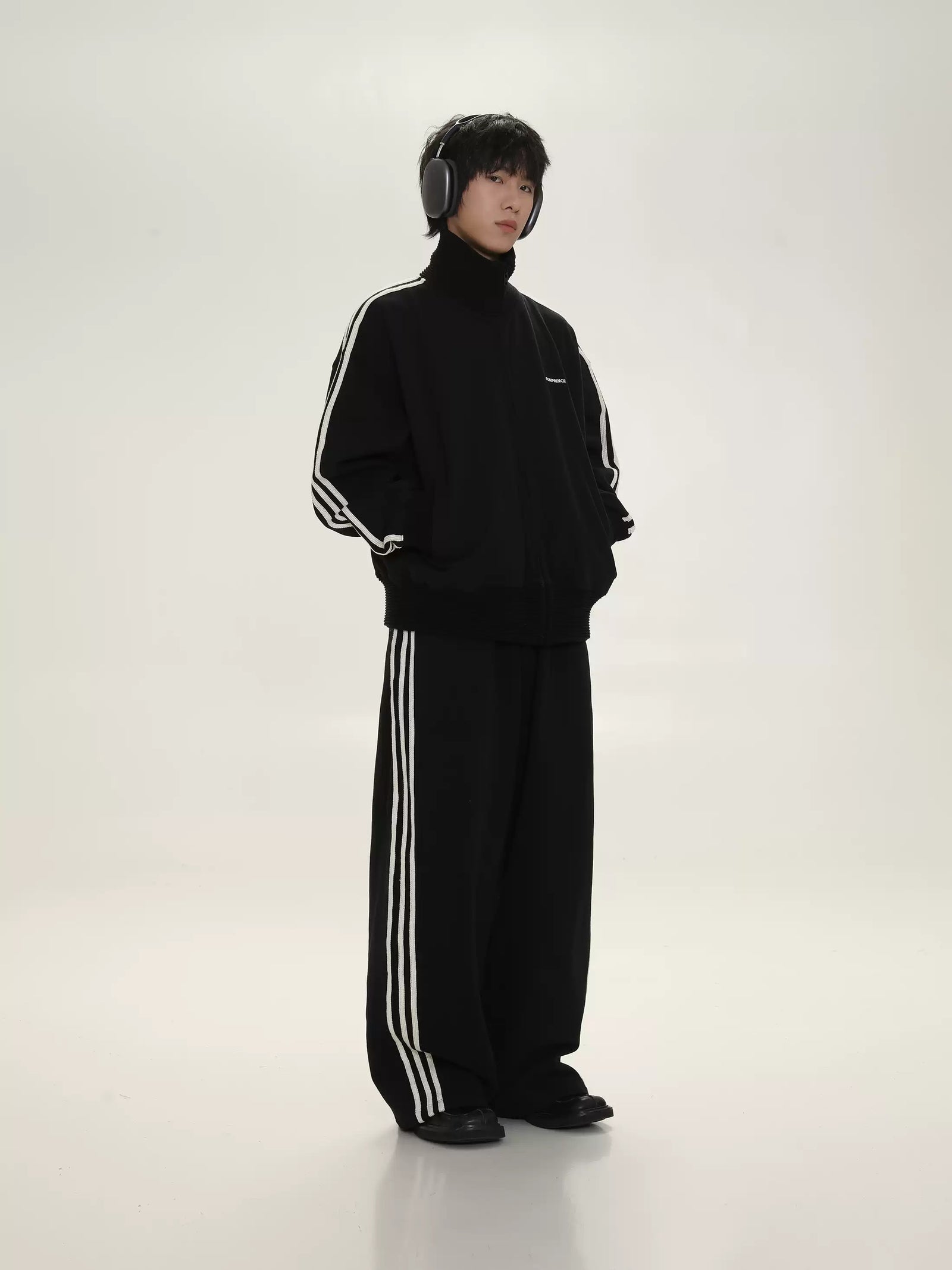 Unisex Retro Stand Collar Zip Track Jacket