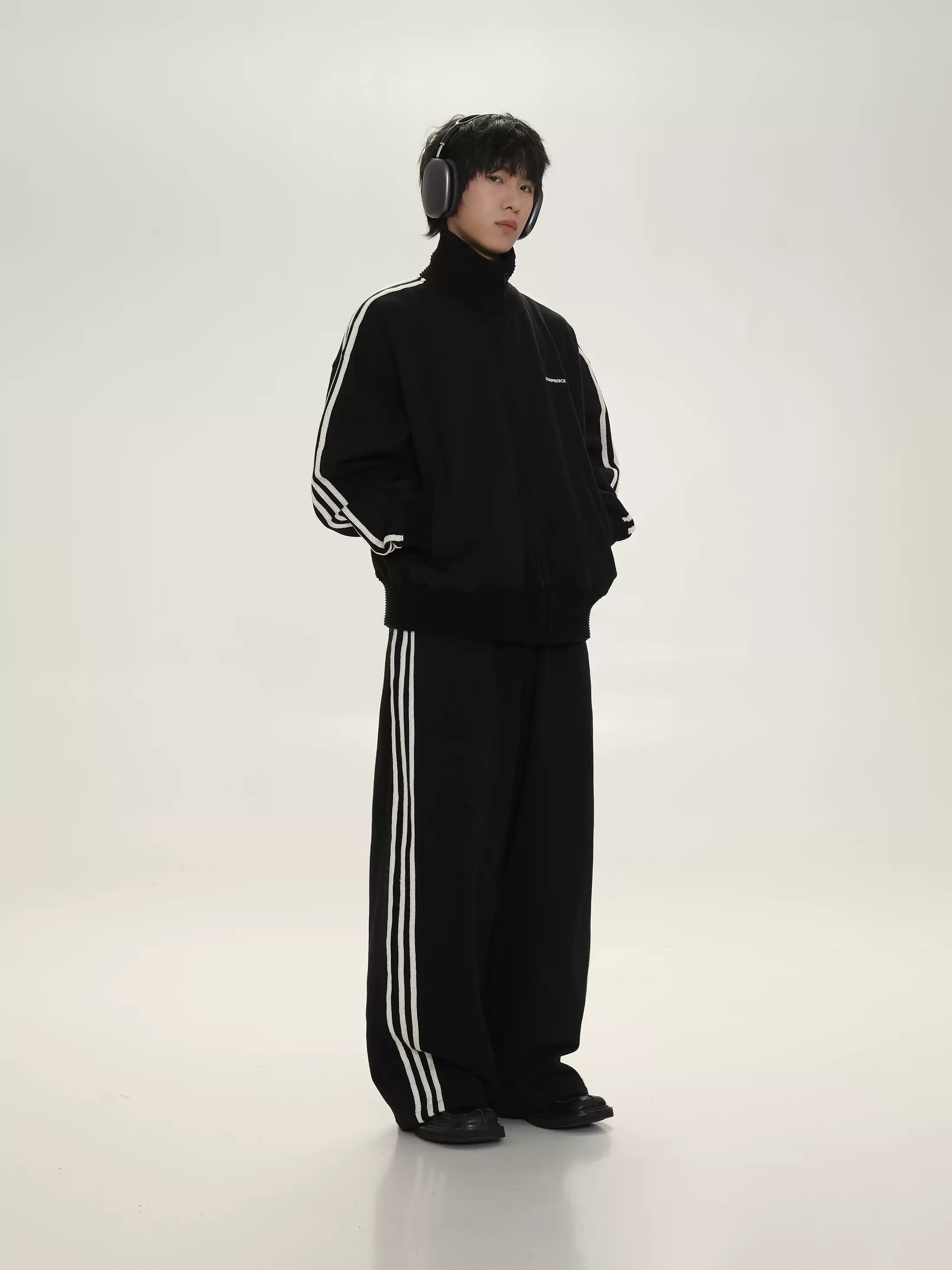 Unisex Retro Stand Collar Zip Track Jacket