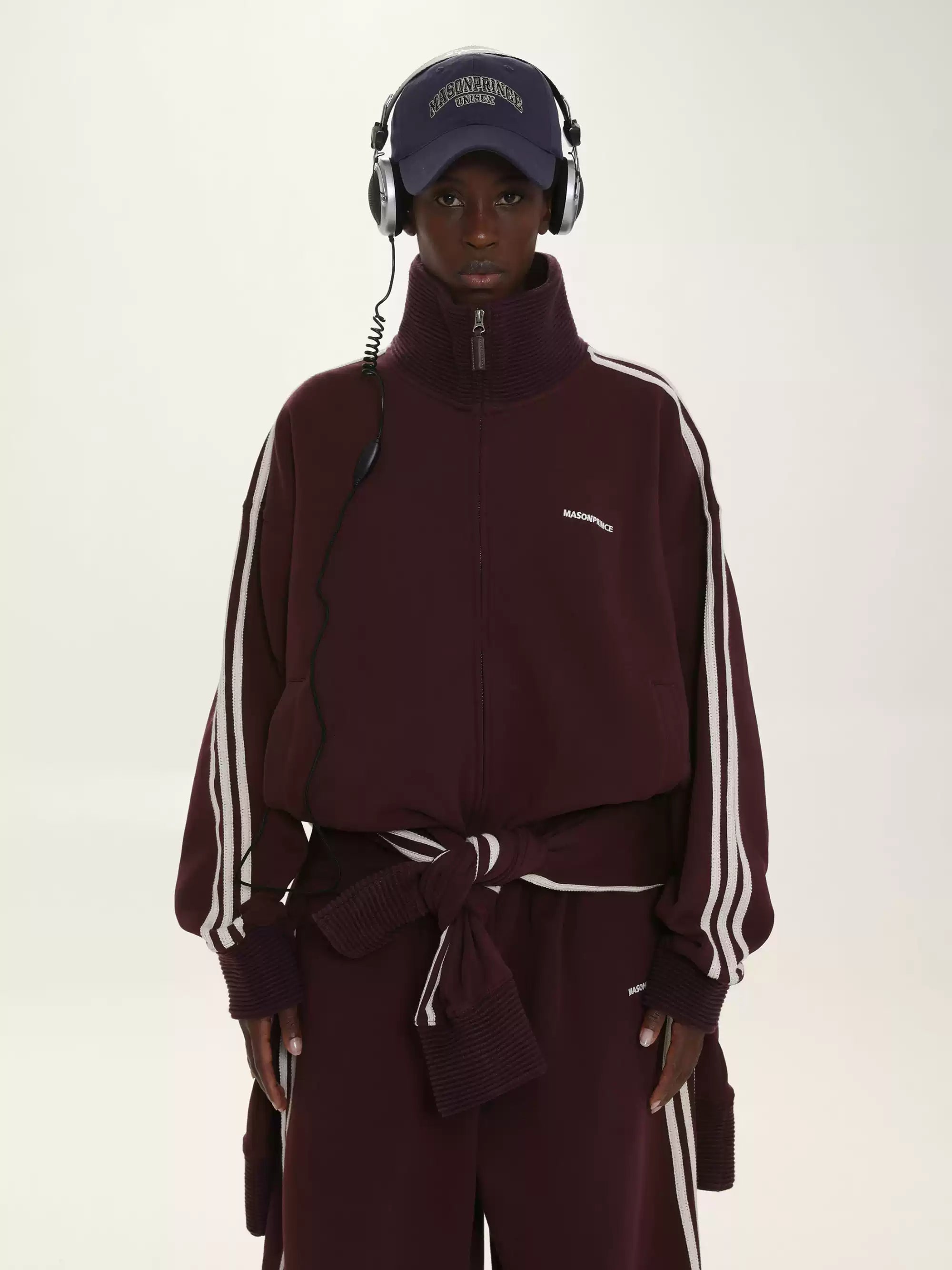 Unisex Retro Stand Collar Zip Track Jacket
