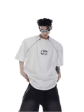 Padded Shoulder Zipper Splice T-Shirt