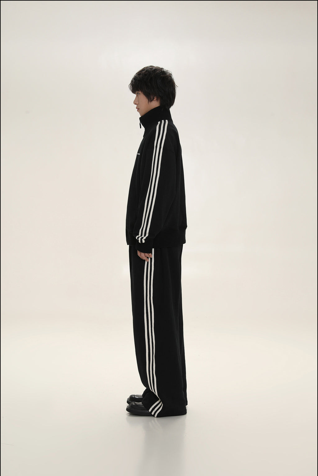 Unisex Retro Stand Collar Zip Track Jacket