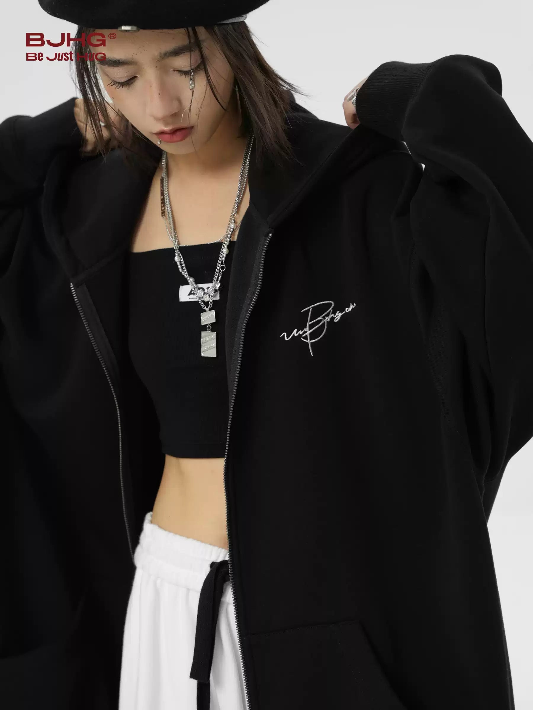 Unisex Waffle Knit Fleece-Lined Zip Hoodie