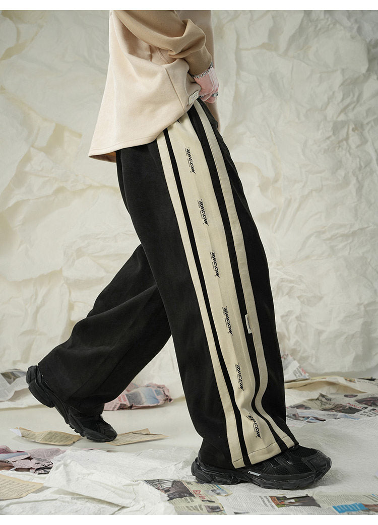 Fleece-Lined Suede Straight Leg Sweatpants