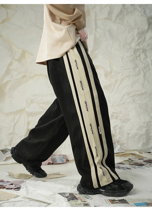 Fleece-Lined Suede Straight Leg Sweatpants