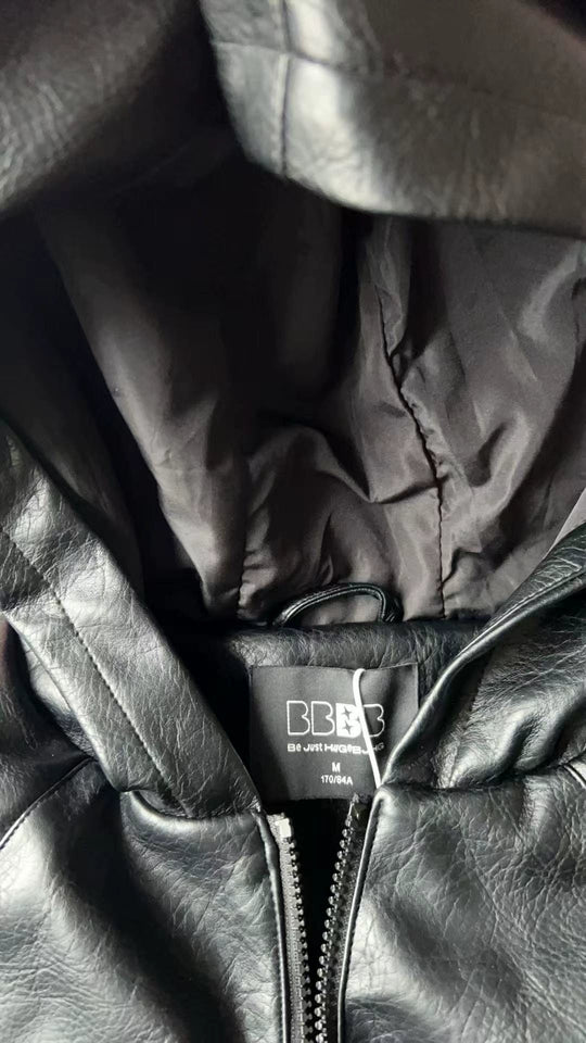 Unisex Vintage Hooded Motorcycle Jacket