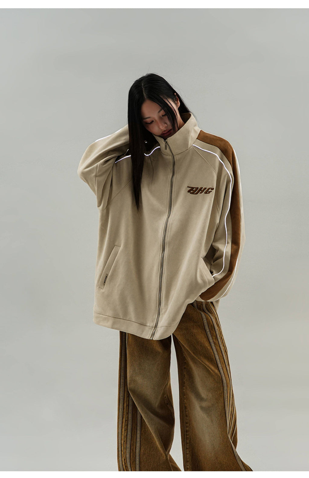 Unisex Vintage Faux Suede Bomber Jacket