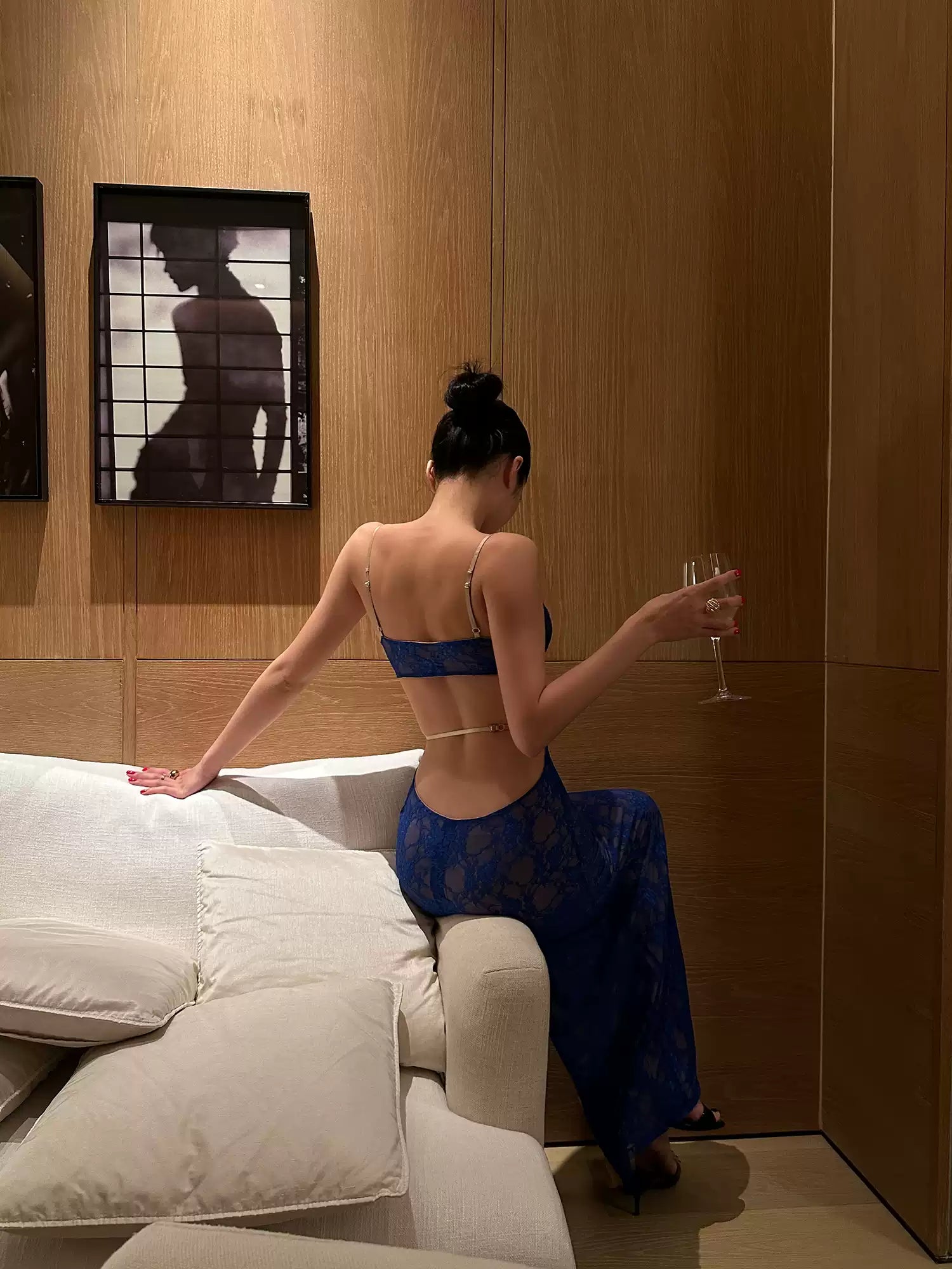 Royal Blue Backless Fishtail Bodycon Slip Maxi Dress