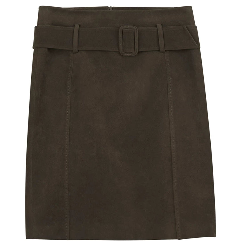 Suedette Skirt with Belt