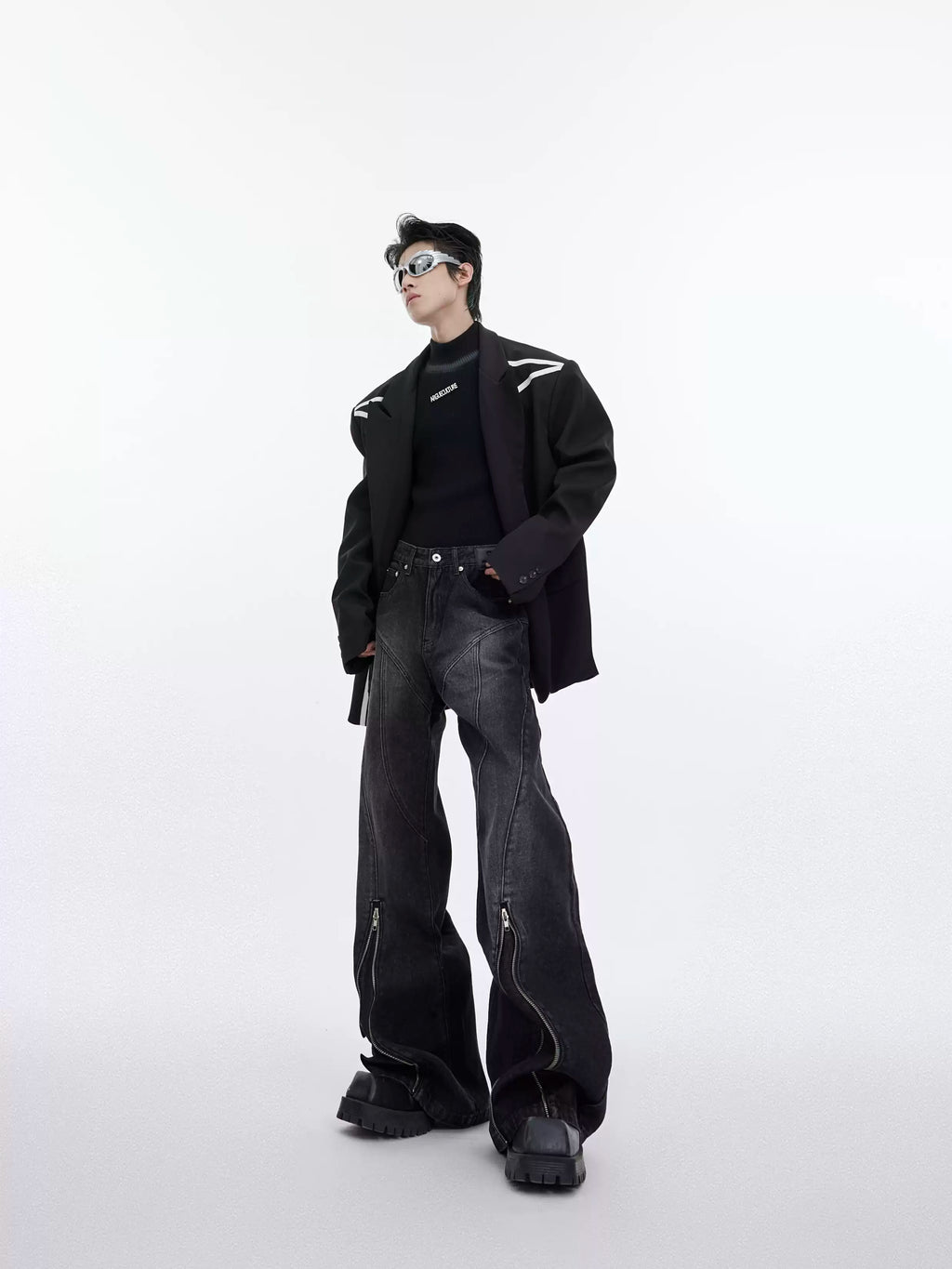 Flared Denim Trousers