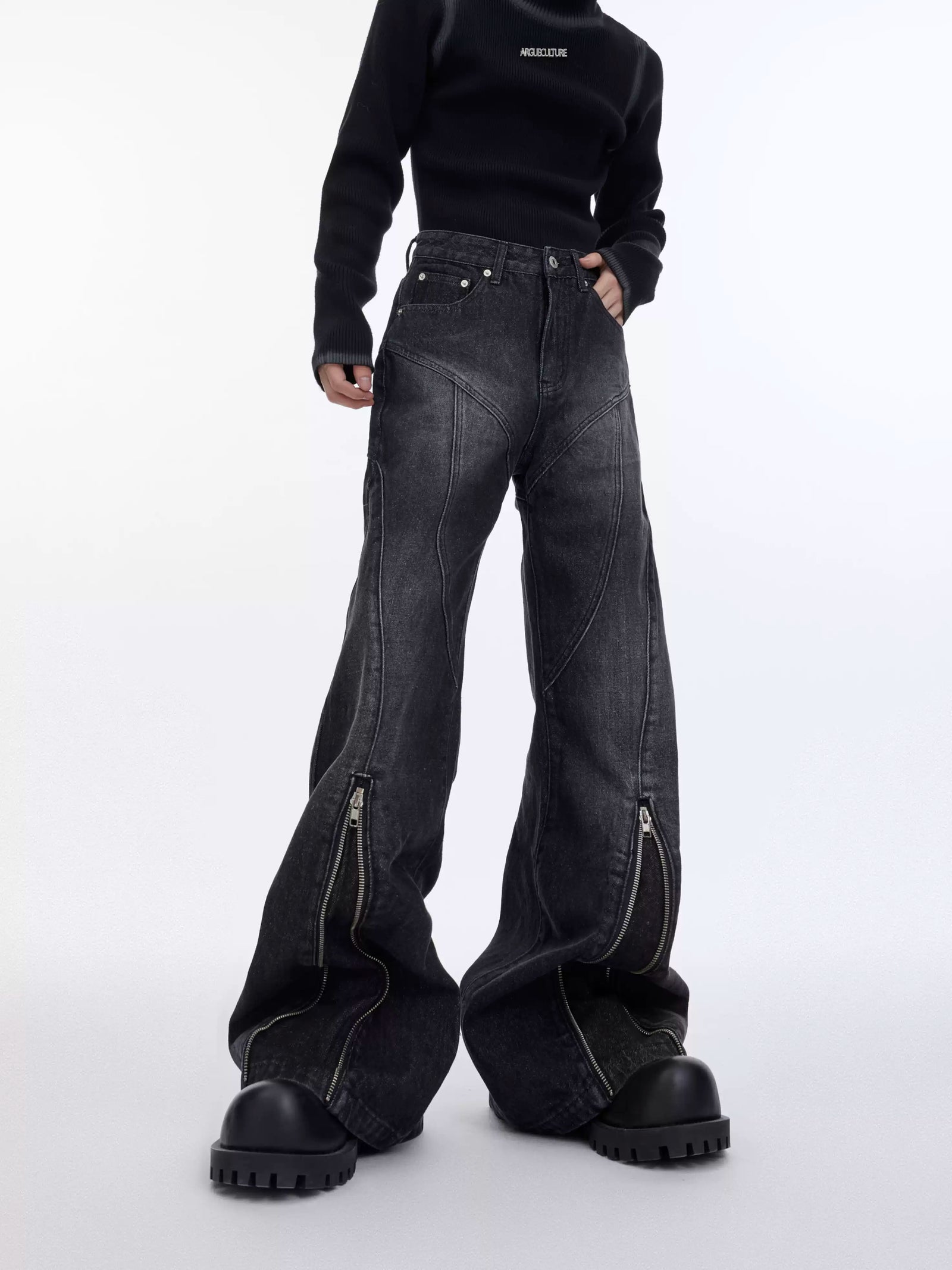 Flared Denim Trousers