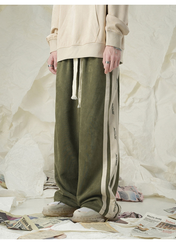 Fleece-Lined Suede Straight Leg Sweatpants