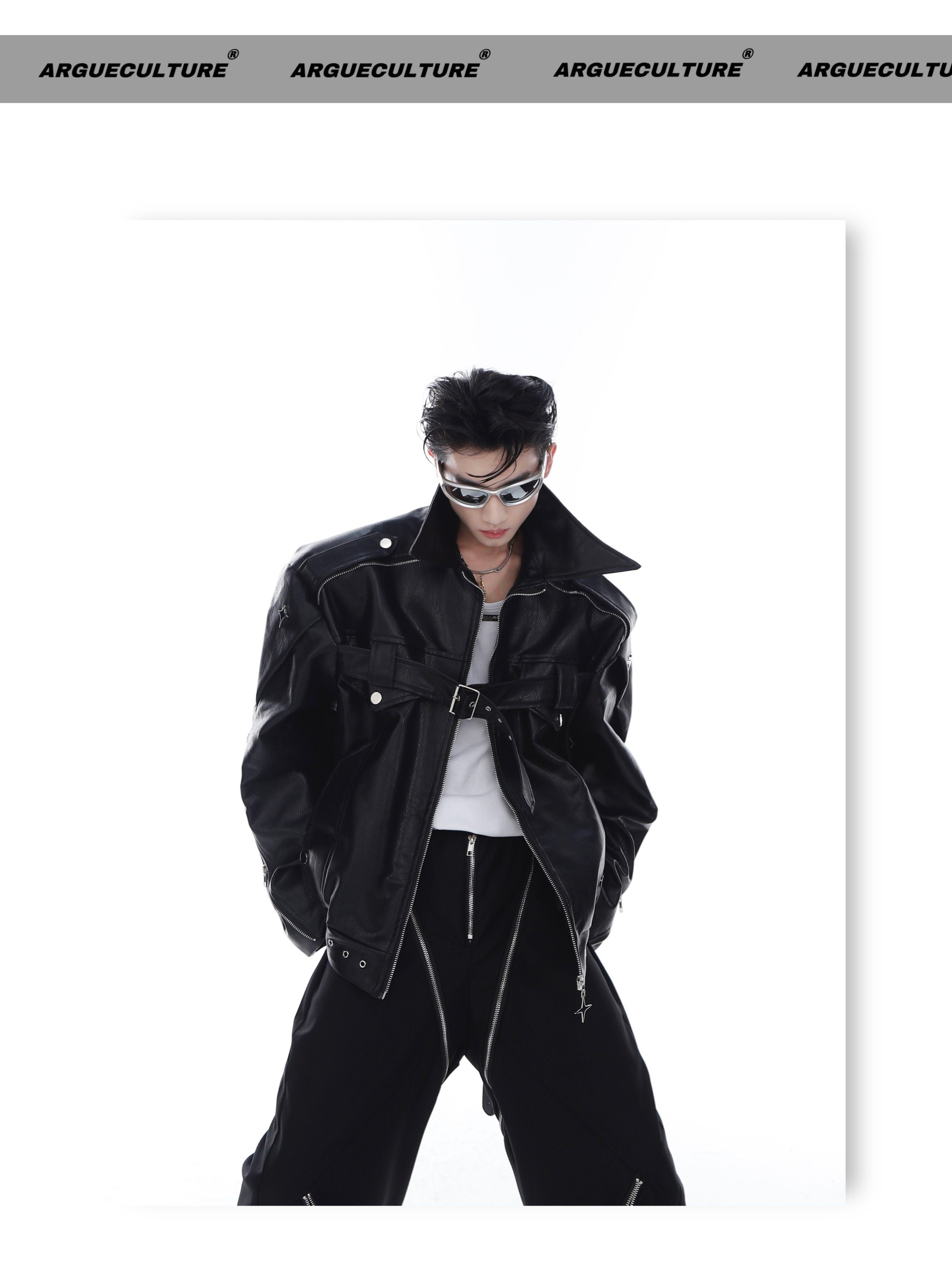Pin-Buckle Biker Jacket