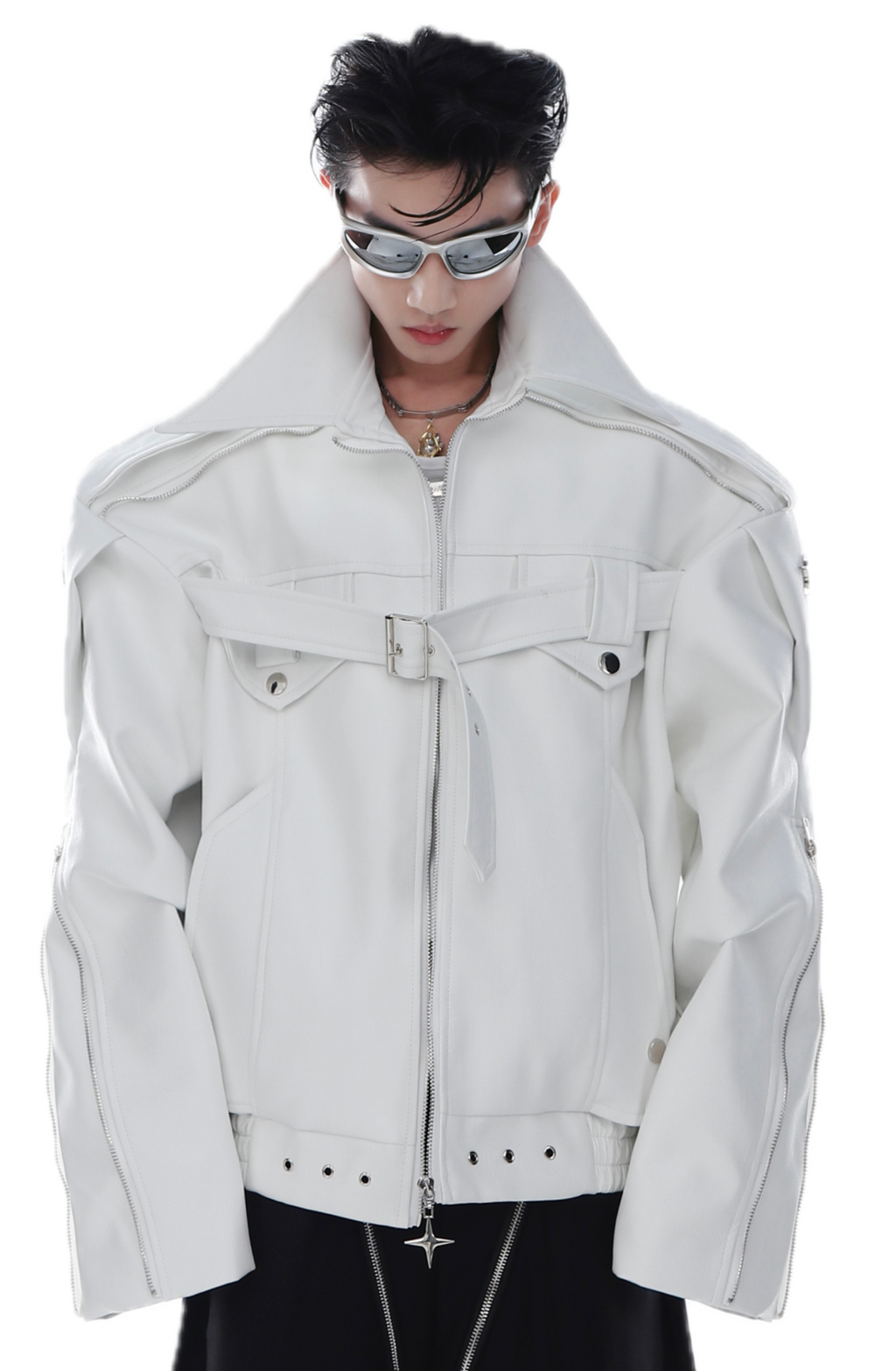 Pin-Buckle Biker Jacket