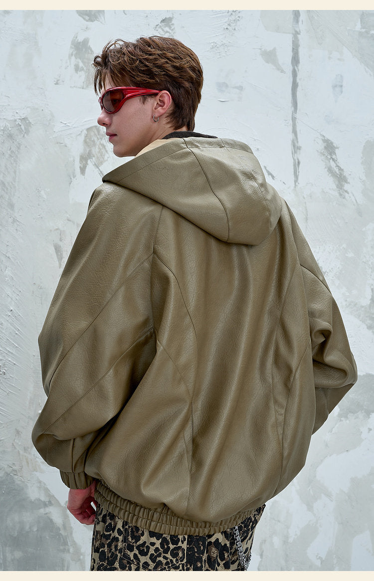Unisex Vintage Hooded Motorcycle Jacket