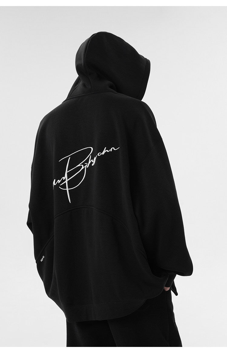 Unisex Waffle Knit Fleece-Lined Zip Hoodie