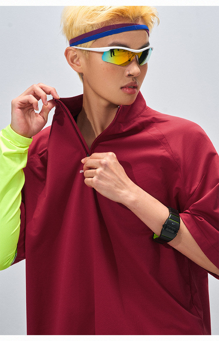 Half-Zip Stand Collar Polo T-Shirt