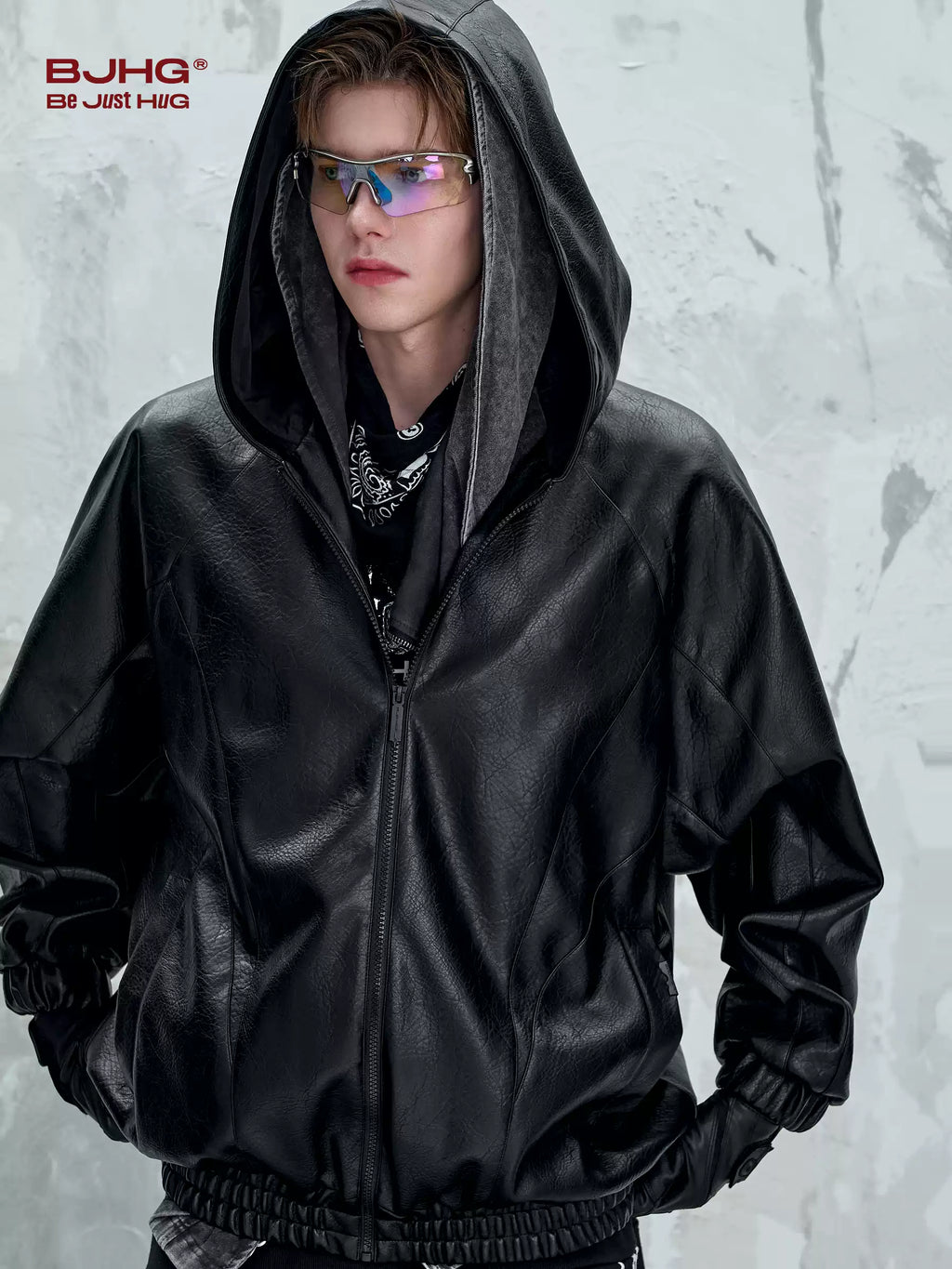 Unisex Vintage Hooded Motorcycle Jacket