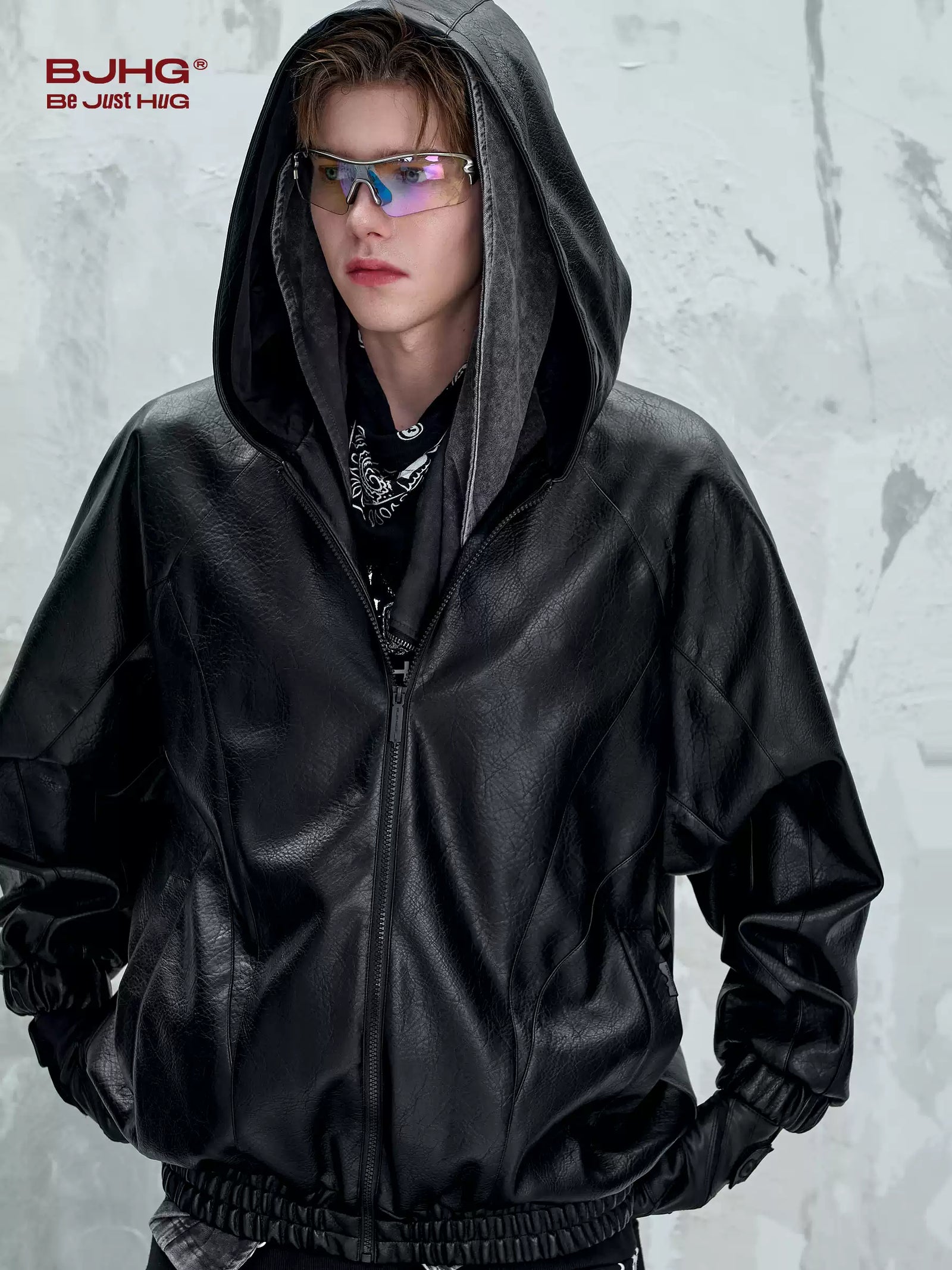 Unisex Vintage Hooded Motorcycle Jacket