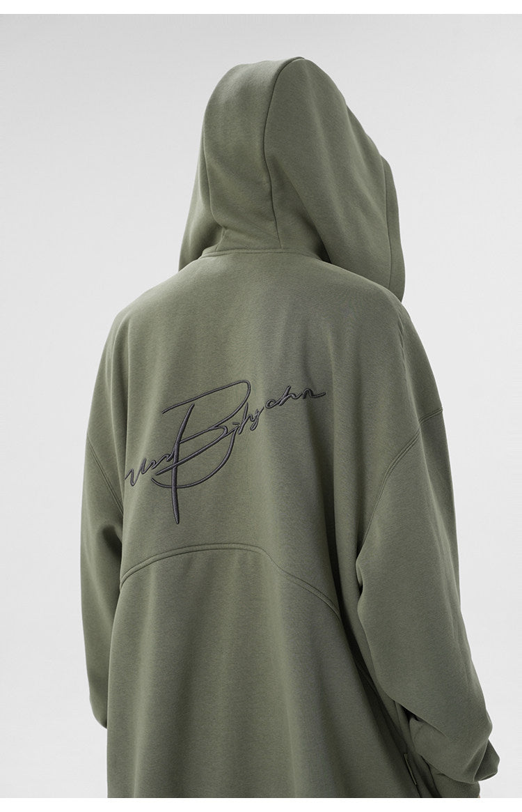Unisex Waffle Knit Fleece-Lined Zip Hoodie