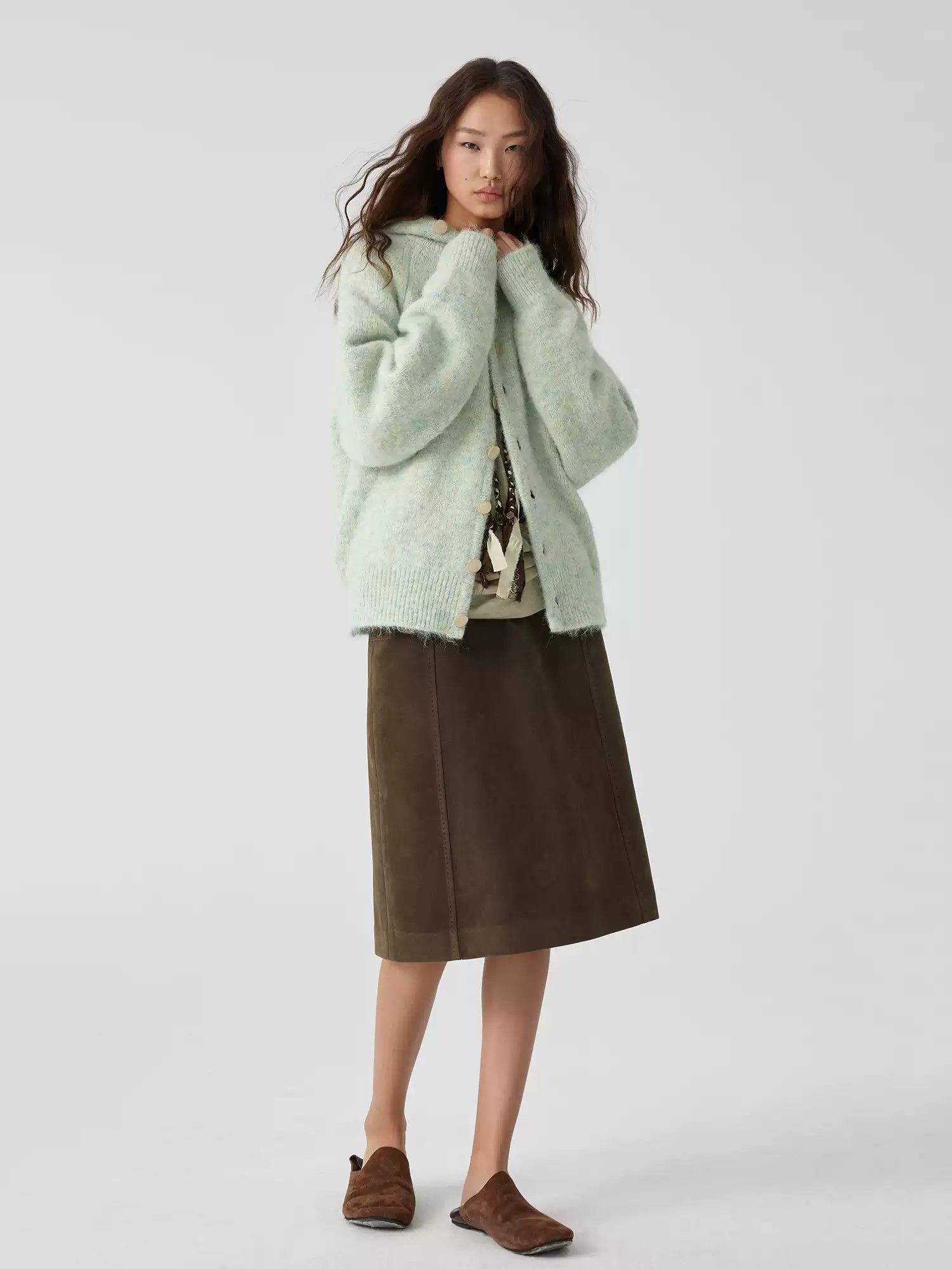 Suedette Skirt with Belt