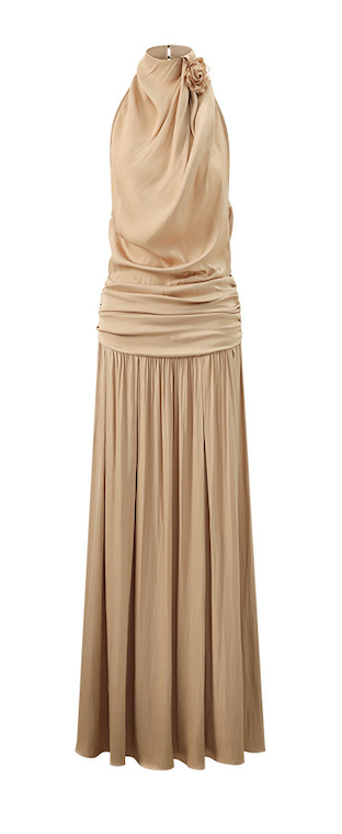Halter Cowl Neck Backless Slip Maxi Dress
