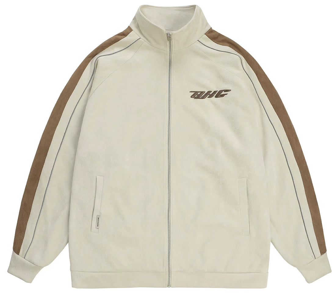 Unisex Vintage Faux Suede Bomber Jacket