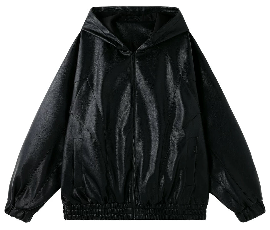 Unisex Vintage Hooded Motorcycle Jacket