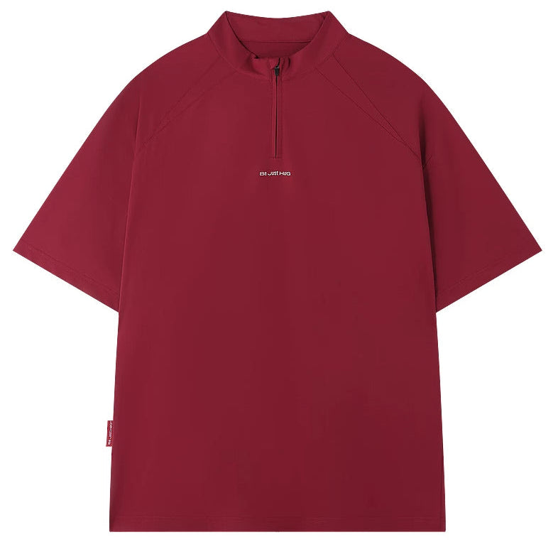 Half-Zip Stand Collar Polo T-Shirt