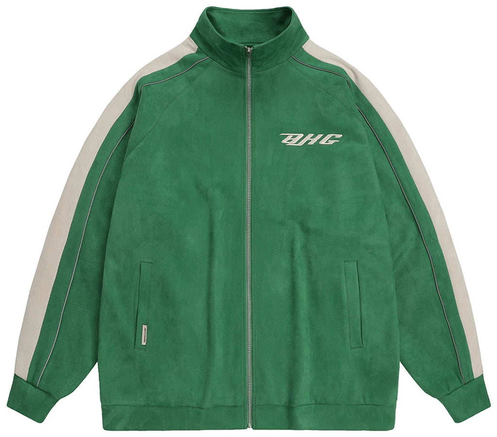 Unisex Vintage Faux Suede Bomber Jacket
