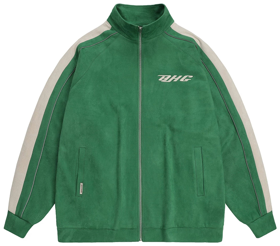 Unisex Vintage Faux Suede Bomber Jacket