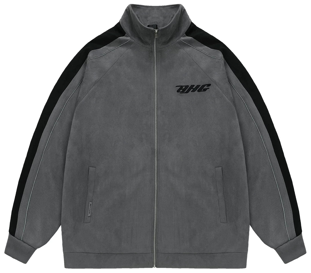 Unisex Vintage Faux Suede Bomber Jacket