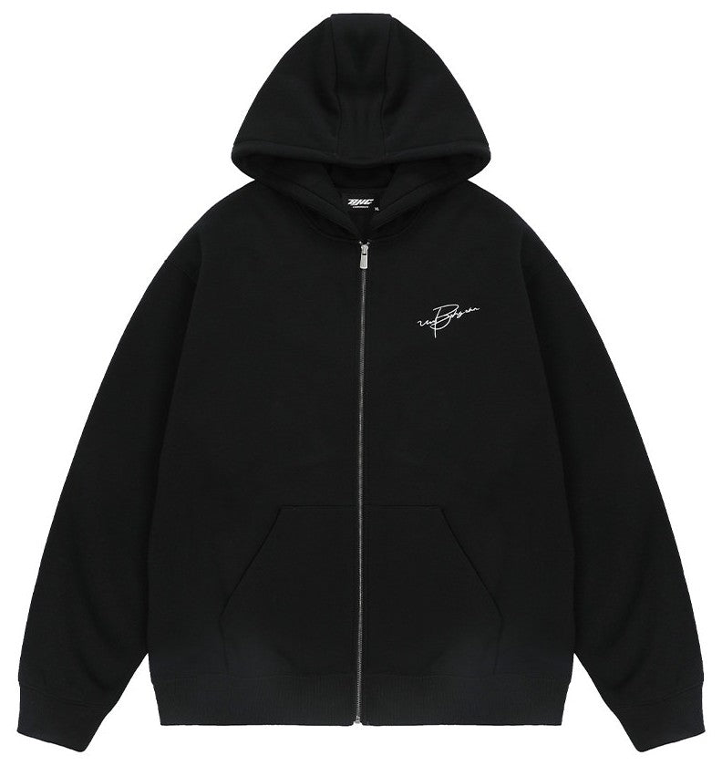 Unisex Waffle Knit Fleece-Lined Zip Hoodie