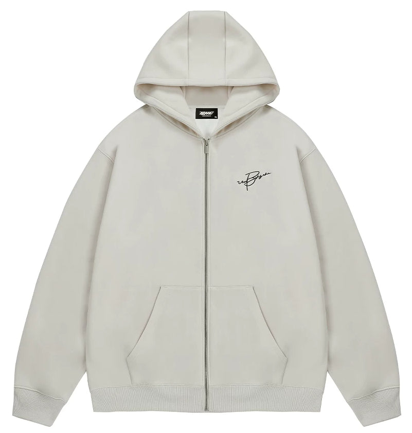 Unisex Waffle Knit Fleece-Lined Zip Hoodie