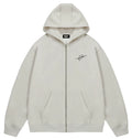 Unisex Waffle Knit Fleece-Lined Zip Hoodie