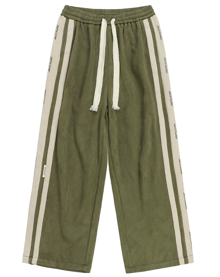 Fleece-Lined Suede Straight Leg Sweatpants