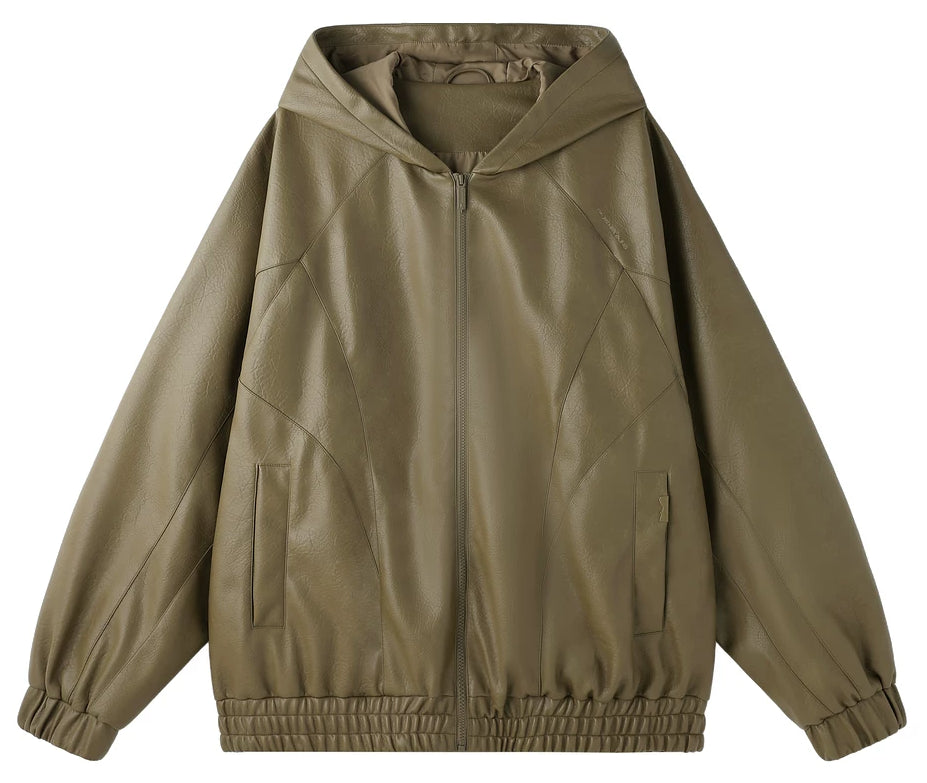 Unisex Vintage Hooded Motorcycle Jacket
