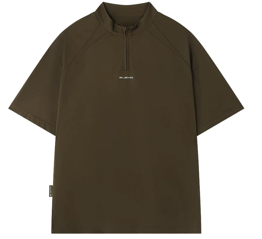 Half-Zip Stand Collar Polo T-Shirt